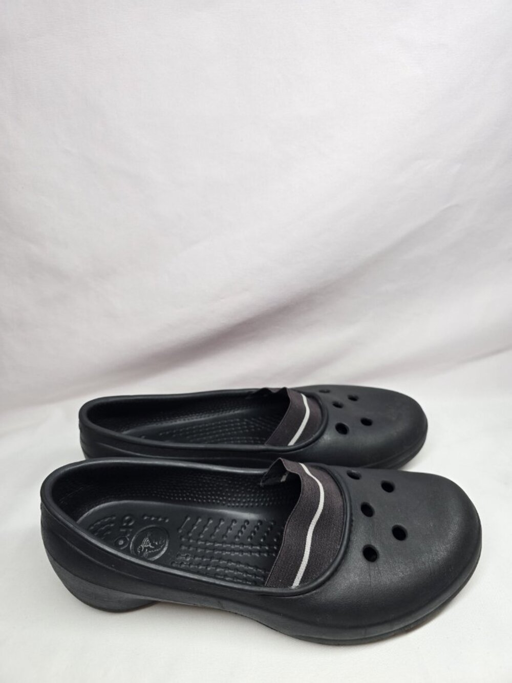 Crocs Juneau Elastic Vamp Slip On Ballet Flats Womens Size 9 Black Comfort Shoes